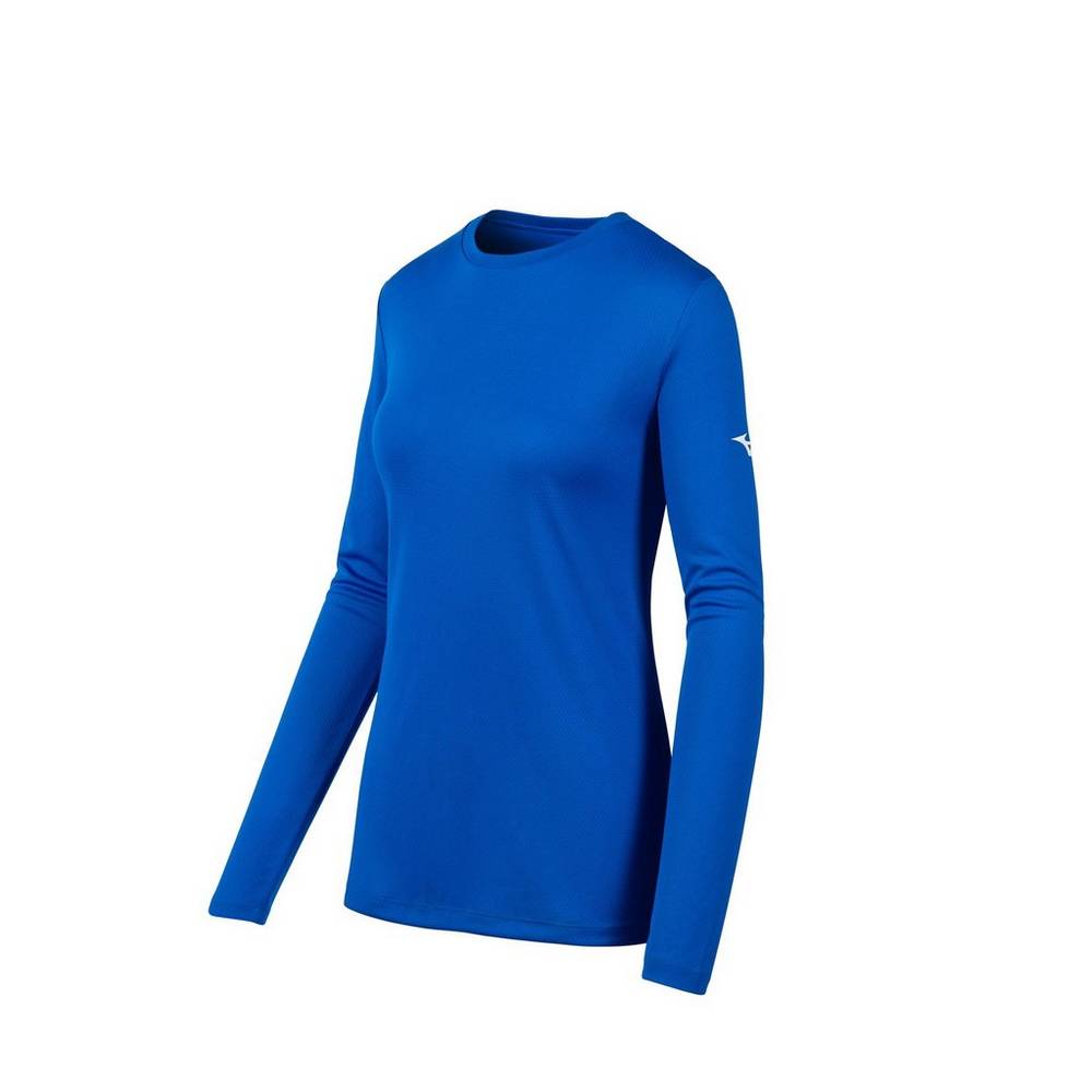 Camiseta Mizuno Long Sleeve - Mulher - Azul Marinho - VUOWQ2308